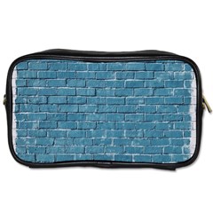 White And Blue Brick Wall Toiletries Bag (One Side)