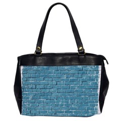 White And Blue Brick Wall Oversize Office Handbag (2 Sides)