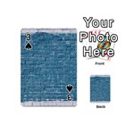 White And Blue Brick Wall Playing Cards 54 Designs (Mini) Front - Spade3
