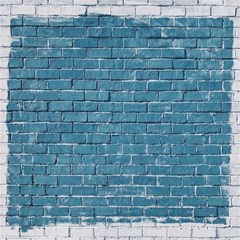 White And Blue Brick Wall Play Mat (square) by artworkshop