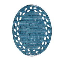 White And Blue Brick Wall Ornament (Oval Filigree)