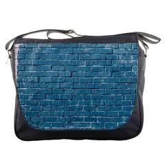 White And Blue Brick Wall Messenger Bag