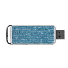 White And Blue Brick Wall Portable USB Flash (One Side)