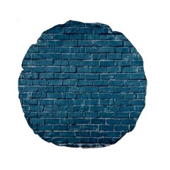 White And Blue Brick Wall Standard 15  Premium Round Cushions