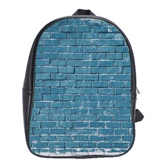 White And Blue Brick Wall School Bag (XL)