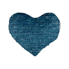 White And Blue Brick Wall Standard 16  Premium Heart Shape Cushions