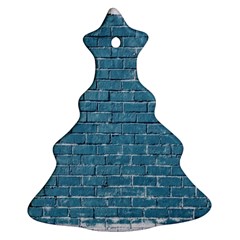 White And Blue Brick Wall Christmas Tree Ornament (two Sides) by artworkshop