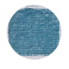 White And Blue Brick Wall Mini Round Pill Box (Pack of 5)