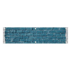 White And Blue Brick Wall Banner and Sign 4  x 1 