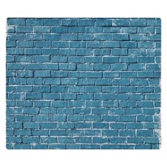 White And Blue Brick Wall One Side Premium Plush Fleece Blanket (Small)