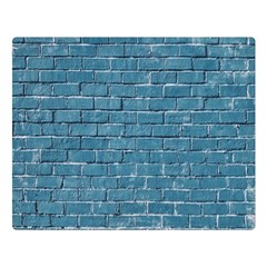 White And Blue Brick Wall One Side Premium Plush Fleece Blanket (Large)