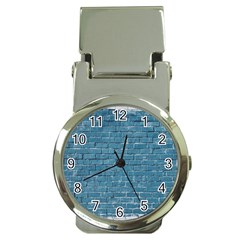 White And Blue Brick Wall Money Clip Watches