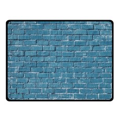 White And Blue Brick Wall One Side Fleece Blanket (small) by artworkshop