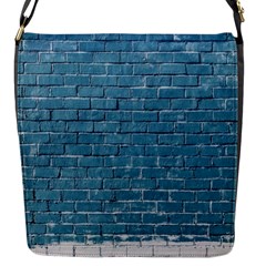 White And Blue Brick Wall Flap Closure Messenger Bag (s) by artworkshop