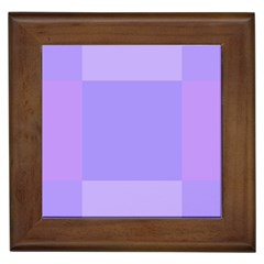 Pixel Plaid Lilac Lavender Mauve Violet Purple  Framed Tile by Mazipoodles