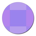 Pixel Plaid Lilac Lavender Mauve Violet Purple  Round Mousepad Front
