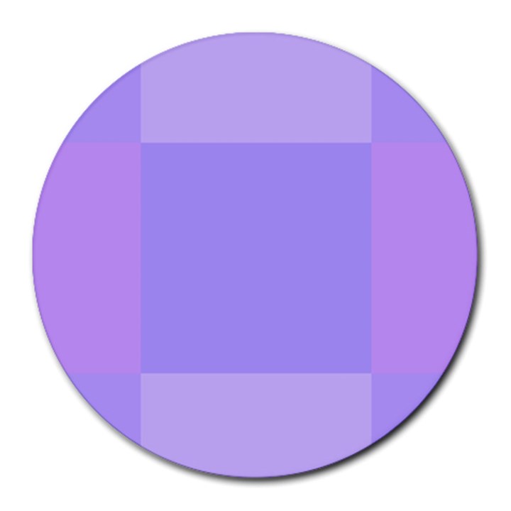 Pixel Plaid Lilac Lavender Mauve Violet Purple  Round Mousepad