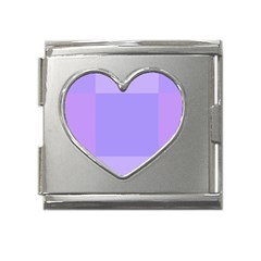 Pixel Plaid Lilac Lavender Mauve Violet Purple  Mega Link Heart Italian Charm (18mm) by Mazipoodles