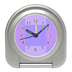 Pixel Plaid Lilac Lavender Mauve Violet Purple  Travel Alarm Clock by Mazipoodles