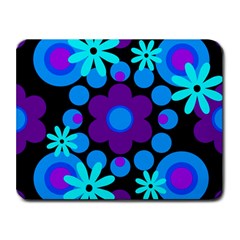 Flowers Pearls And Donuts Blue Purple Black Small Mousepad by Mazipoodles