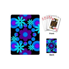 Flowers Pearls And Donuts Blue Purple Black Playing Cards Single Design (mini) by Mazipoodles