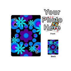 Flowers Pearls And Donuts Blue Purple Black Playing Cards 54 Designs (mini) by Mazipoodles