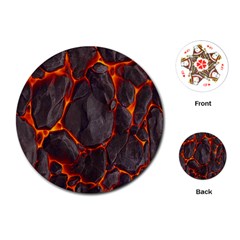 Lava Volcanic Rock Texture Playing Cards Single Design (round) by artworkshop