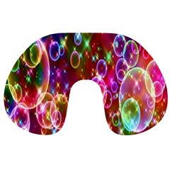 Rainbow Spectrum Bubbles Travel Neck Pillow by artworkshop