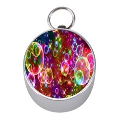 Rainbow Spectrum Bubbles Mini Silver Compasses by artworkshop