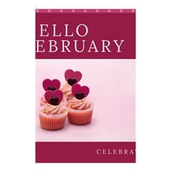 Hello February Text And Cupcakes Shower Curtain 48  X 72  (small)  by artworkshop