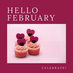 Hello February Text And Cupcakes Play Mat (rectangle) by artworkshop