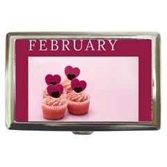 Hello February Text And Cupcakes Cigarette Money Case by artworkshop