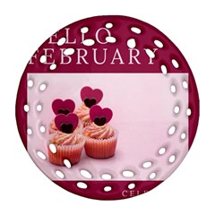 Hello February Text And Cupcakes Ornament (round Filigree) by artworkshop