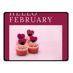 Hello February Text And Cupcakes Fleece Blanket (small) by artworkshop