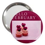 Hello february text and cupcakes 3  Handbag Mirrors Front
