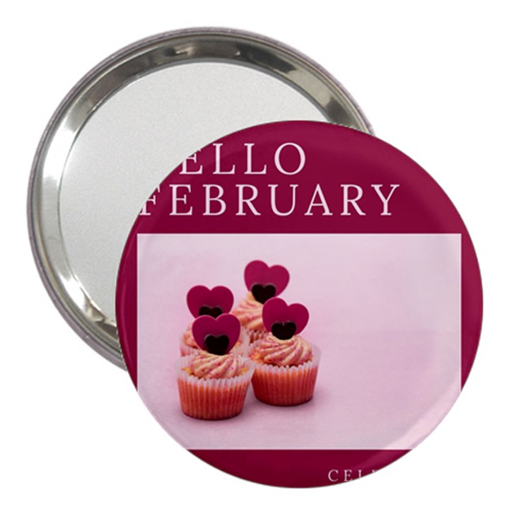 Hello february text and cupcakes 3  Handbag Mirrors