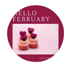 Hello February Text And Cupcakes Mini Round Pill Box (pack Of 5) by artworkshop
