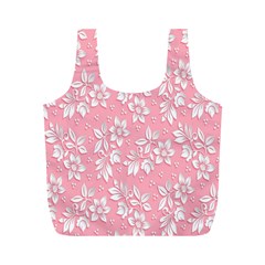 Texture With White Flowers Full Print Recycle Bag (m)
