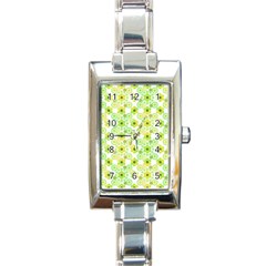 Bitesize Flowers Pearls And Donuts Yellow Green Check White Rectangle Italian Charm Watch