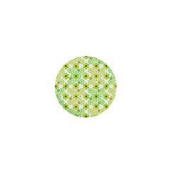 Bitesize Flowers Pearls And Donuts Yellow Green Check White 1  Mini Magnets