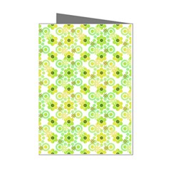 Bitesize Flowers Pearls And Donuts Yellow Green Check White Mini Greeting Cards (pkg Of 8) by Mazipoodles