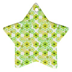 Bitesize Flowers Pearls And Donuts Yellow Green Check White Star Ornament (two Sides) by Mazipoodles