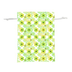 Bitesize Flowers Pearls And Donuts Yellow Green Check White Lightweight Drawstring Pouch (m) by Mazipoodles