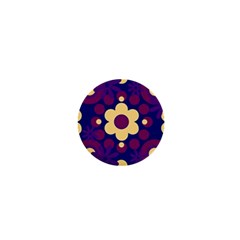 Flowers Pearls And Donuts Purple Burgundy Peach Navy 1  Mini Magnets