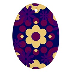 Flowers Pearls And Donuts Purple Burgundy Peach Navy Ornament (oval)