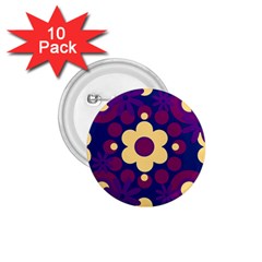 Flowers Pearls And Donuts Purple Burgundy Peach Navy 1 75  Buttons (10 Pack)