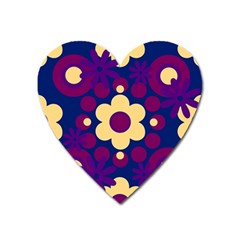 Flowers Pearls And Donuts Purple Burgundy Peach Navy Heart Magnet