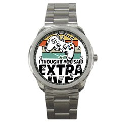 Video Gamer T- Shirt Exercise I Thought You Said Extra Lives - Gamer T- Shirt Sport Metal Watch by maxcute