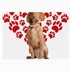 Vizsla Gifts T- Shirt Cool Vizsla Valentine Heart Paw Vizsla Dog Lover Valentine Costume T- Shirt Large Glasses Cloth (2 Sides) by maxcute