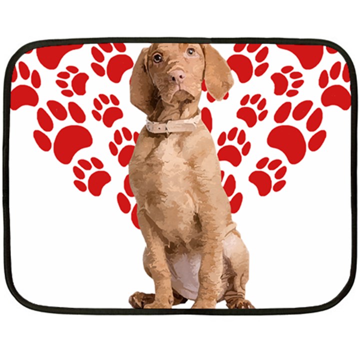 Vizsla Gifts T- Shirt Cool Vizsla Valentine Heart Paw Vizsla Dog Lover Valentine Costume T- Shirt Fleece Blanket (Mini)